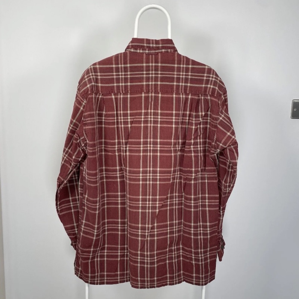 Timberland Vintage Plaid Shirt Workwear Chore Pockets Check Burnt Red Medium - Picture 6 of 11